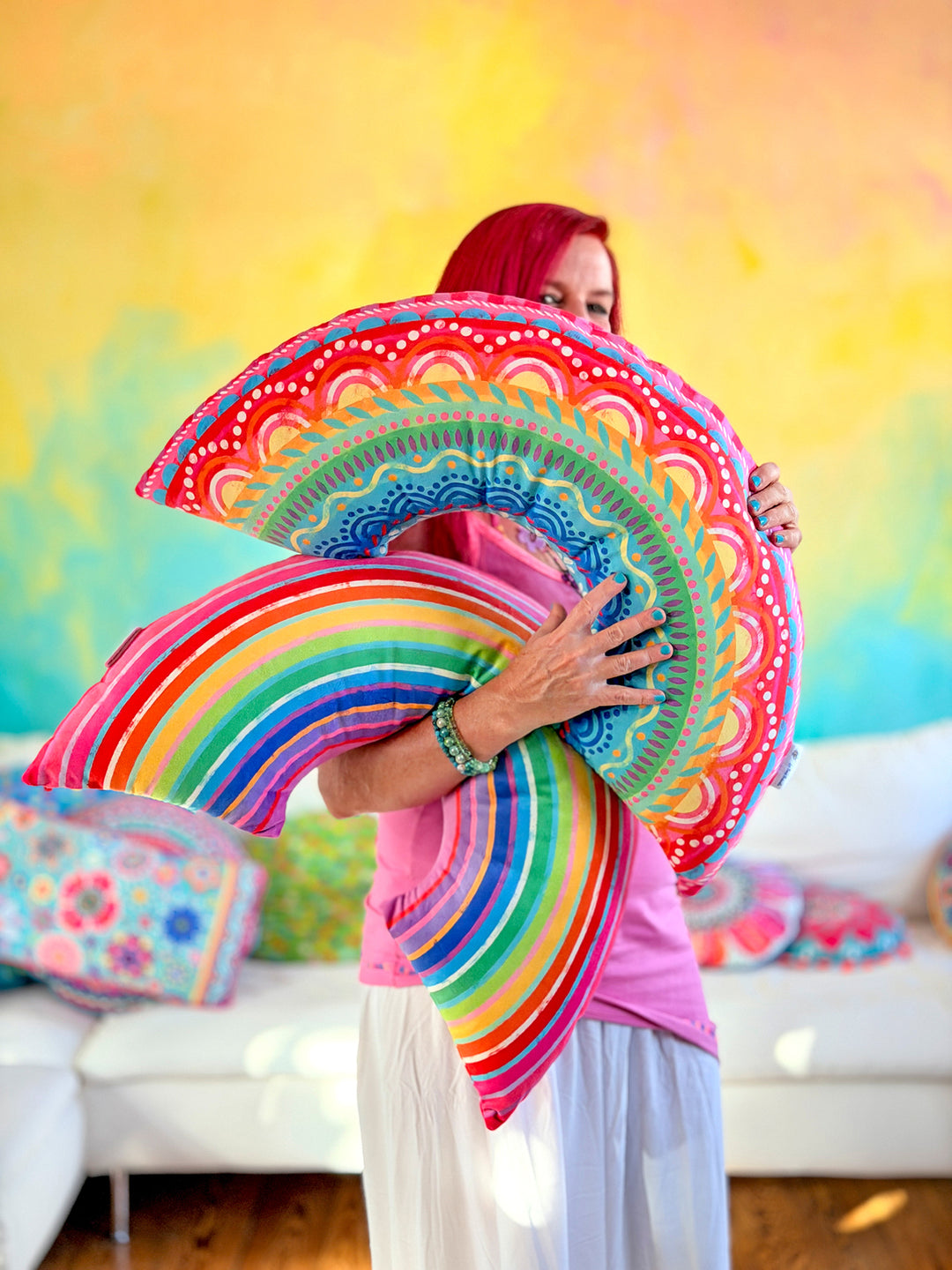 Lieblingskissen – Regenbogen Mandala 80 cm x 40 cm