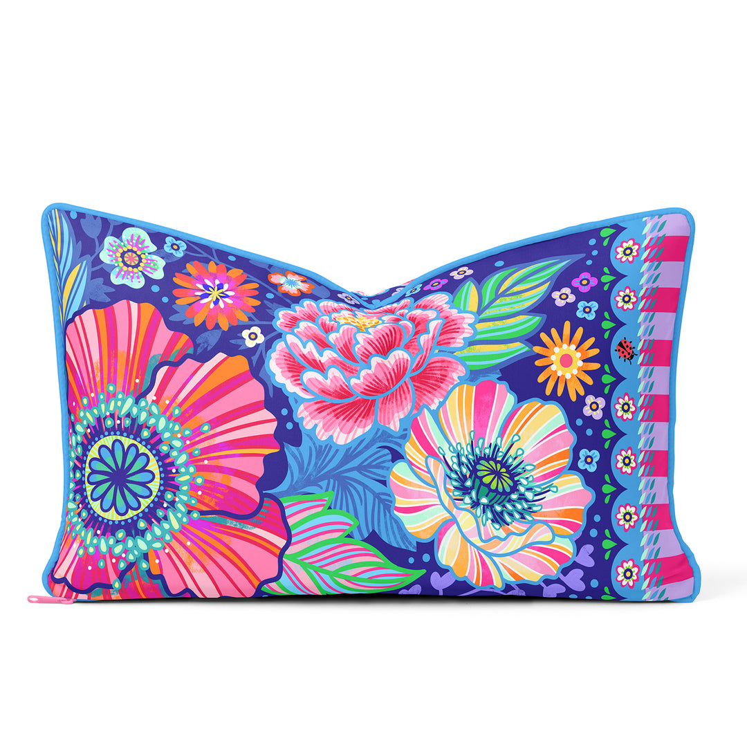 Lieblingskissen – Blumenzauber blau 60 cm x 30 cm