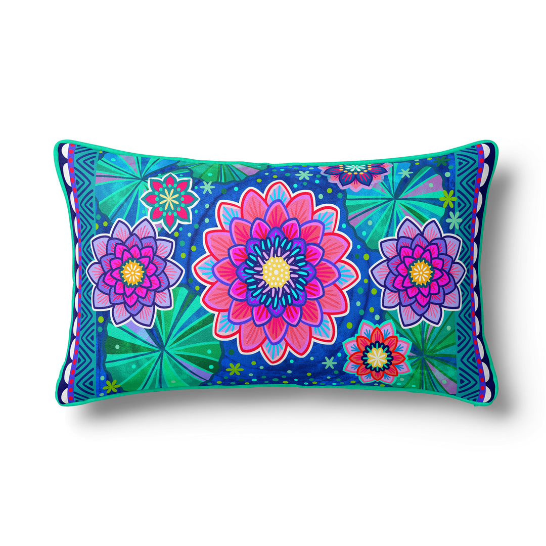 Lieblingskissen – Seerosenteich blau 60 cm x 30 cm