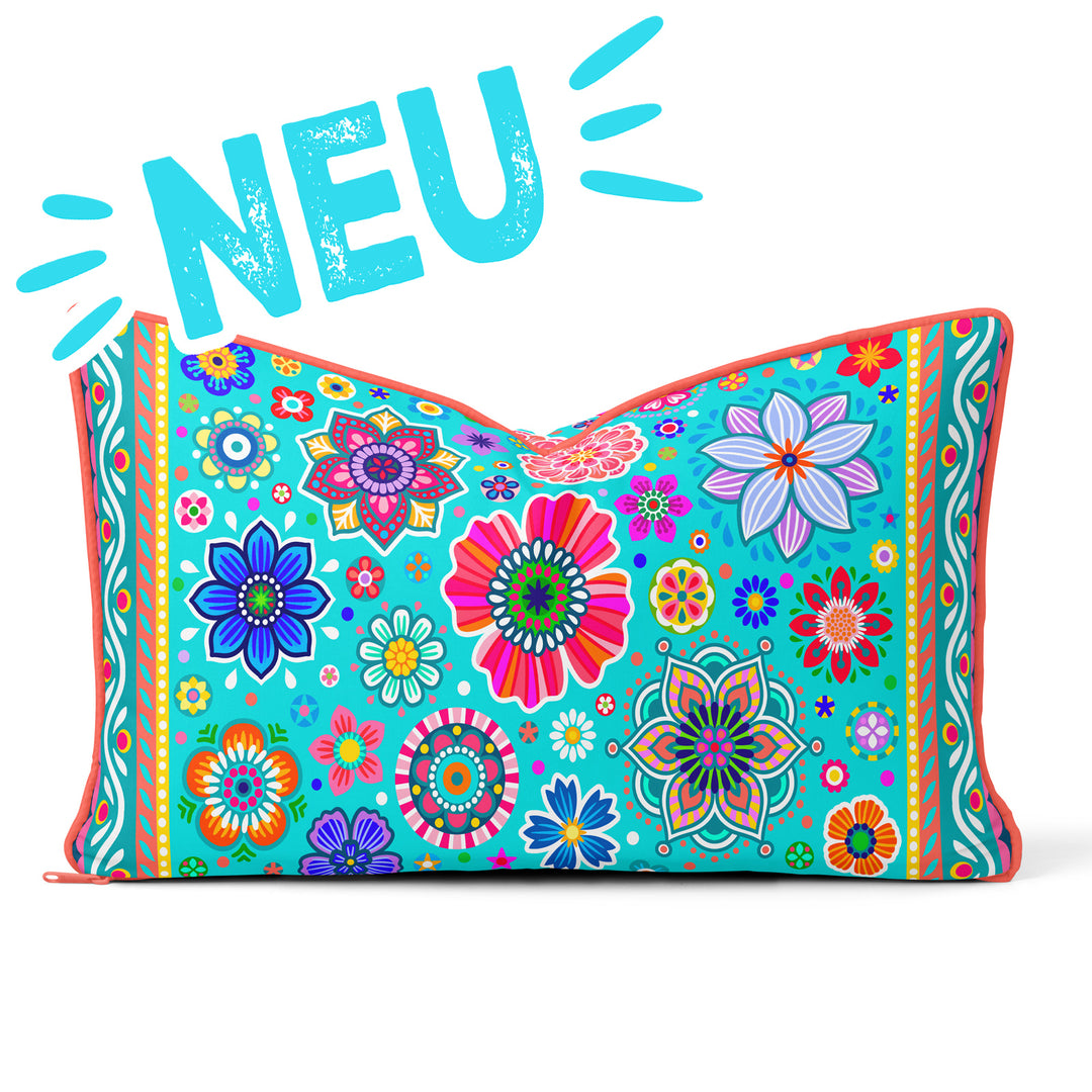 Lieblingskissen – Flora türkis 60 cm x 30 cm