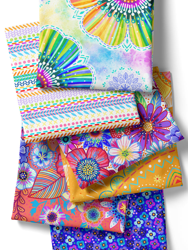 Patchwork Nähte weiß-bunt – Stoff