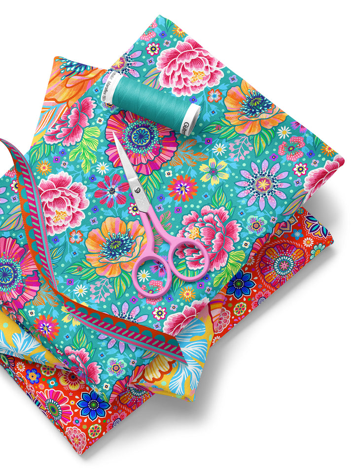 Blumenzauber MINI türkis – Stoff
