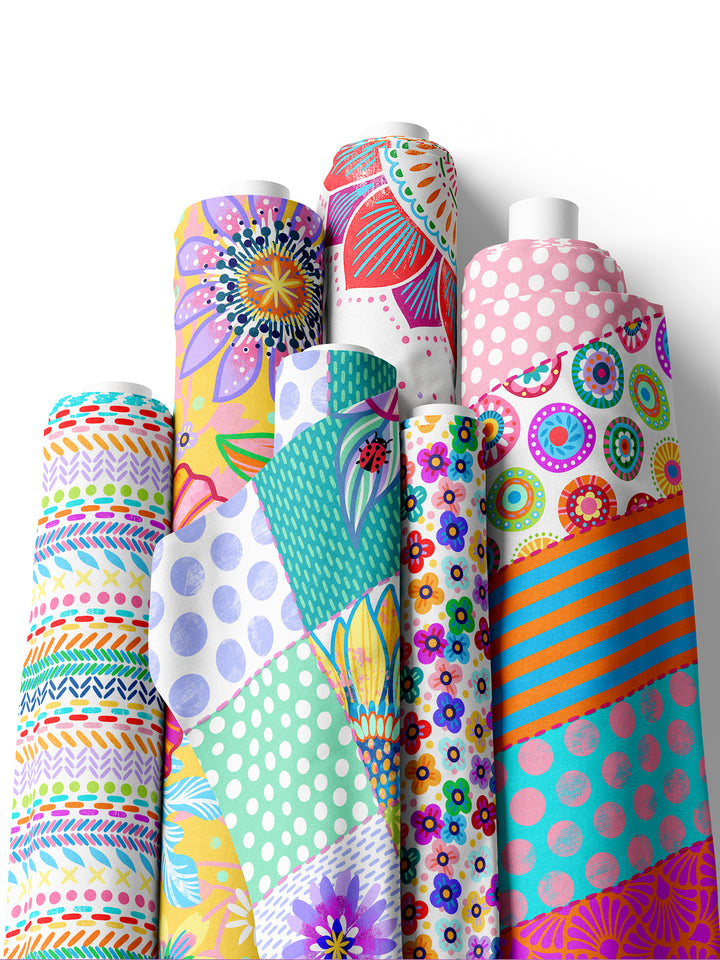 Schräge Streifen Bunt - Stoff